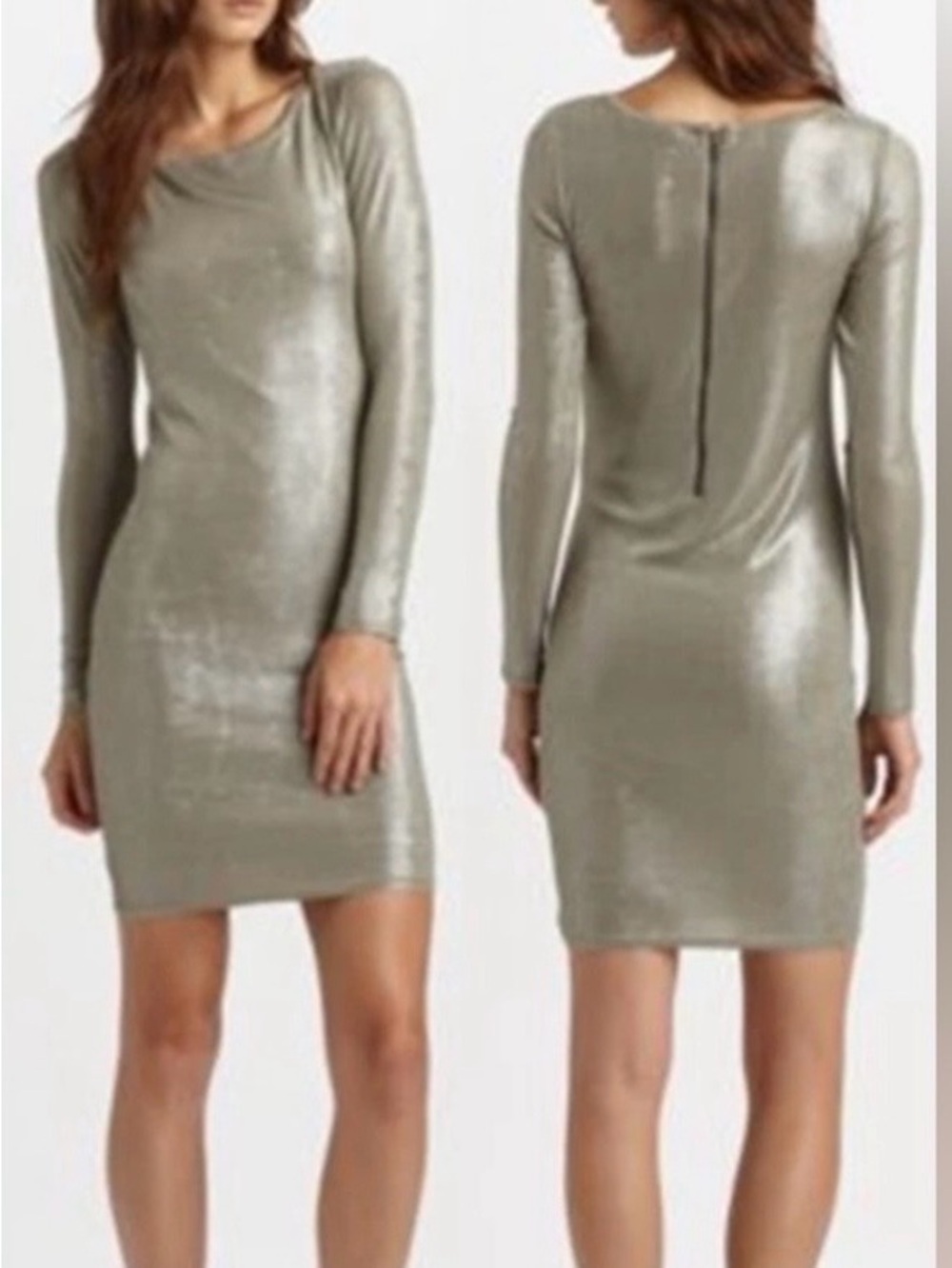 Alice + Olivia "Tabitha" | Long Sleeve | Metallic Mini Dress.